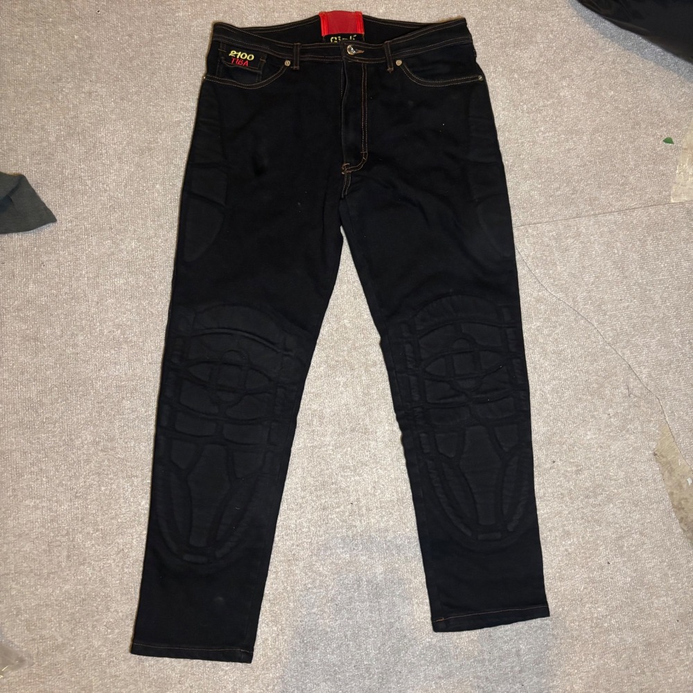 Giali Italy Motorcycle Riding Jeans Black Padded Armor 2100 TIBA Mens 36 52
